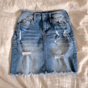 ripped jean skirt